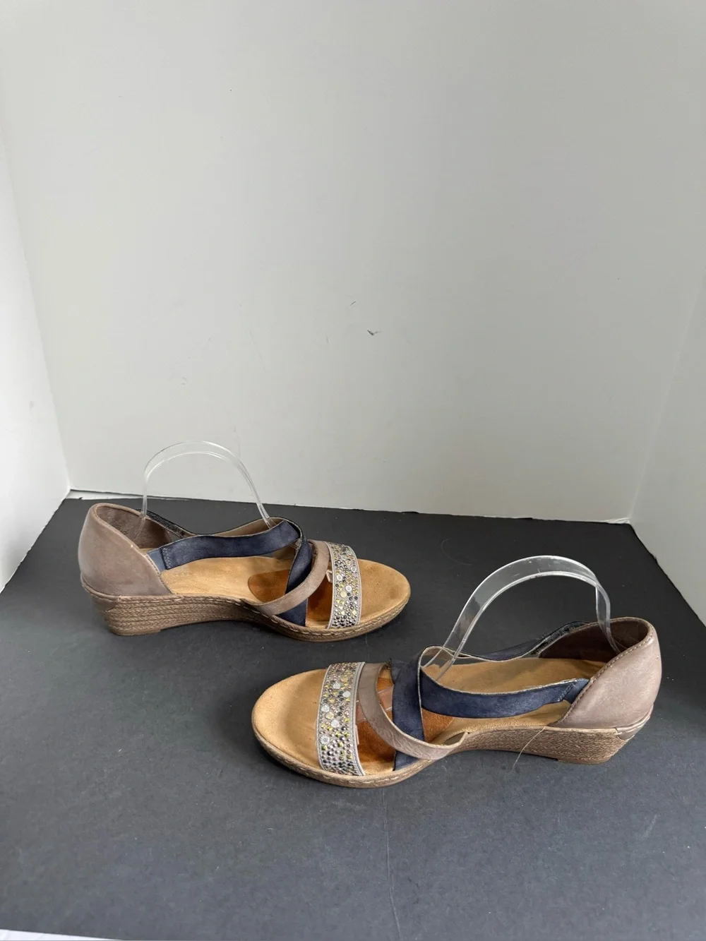 Rieker 62405-42 wedge leather Women's Embellished Strappy Wedge Sandals. EU 4